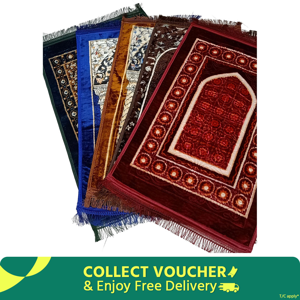 Picture of China Prayer Mat (Jaynamaz) - Extra Soft Velvet Mixed Green,Red,Silver,Golden,Chocolate,Blue,Marron, colours Form Suba International