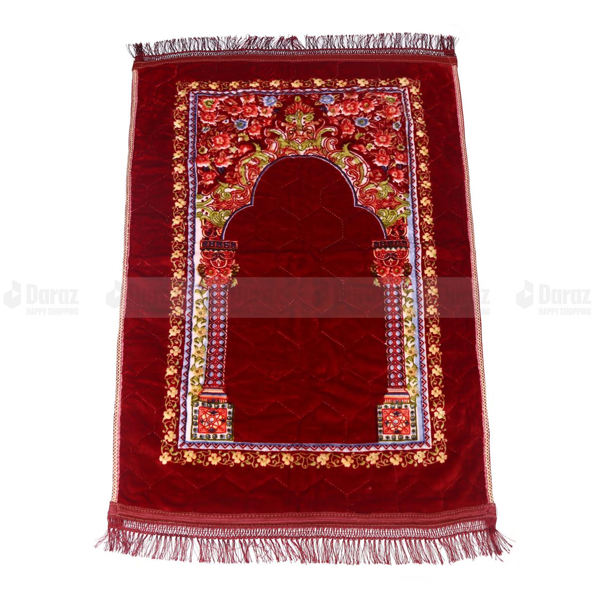 Picture of China Prayer Mat (Jaynamaz) - Extra Soft Velvet Mixed Red colour Form Golden Plus