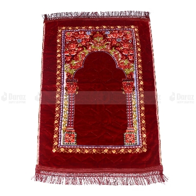 Picture of China Prayer Mat (Jaynamaz) - Extra Soft Velvet Mixed Red colour Form Golden Plus