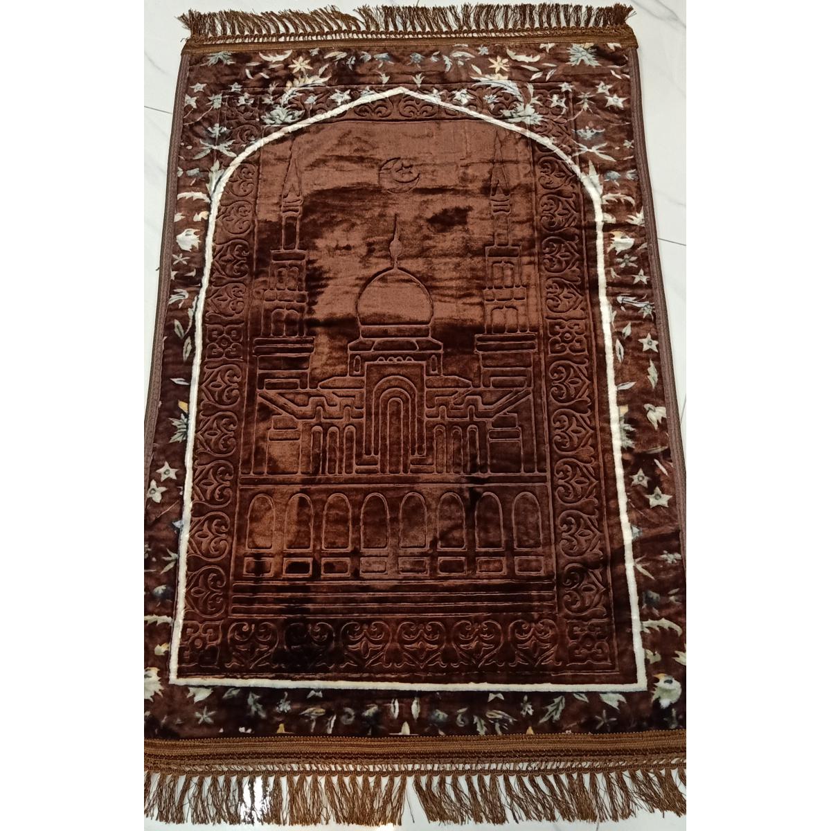 Picture of China Prayer Mat (Jaynamaz) - Extra Soft Velvet Mixed Chocolate colour Form Golden Plus
