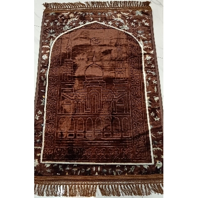 Picture of China Prayer Mat (Jaynamaz) - Extra Soft Velvet Mixed Chocolate colour Form Golden Plus