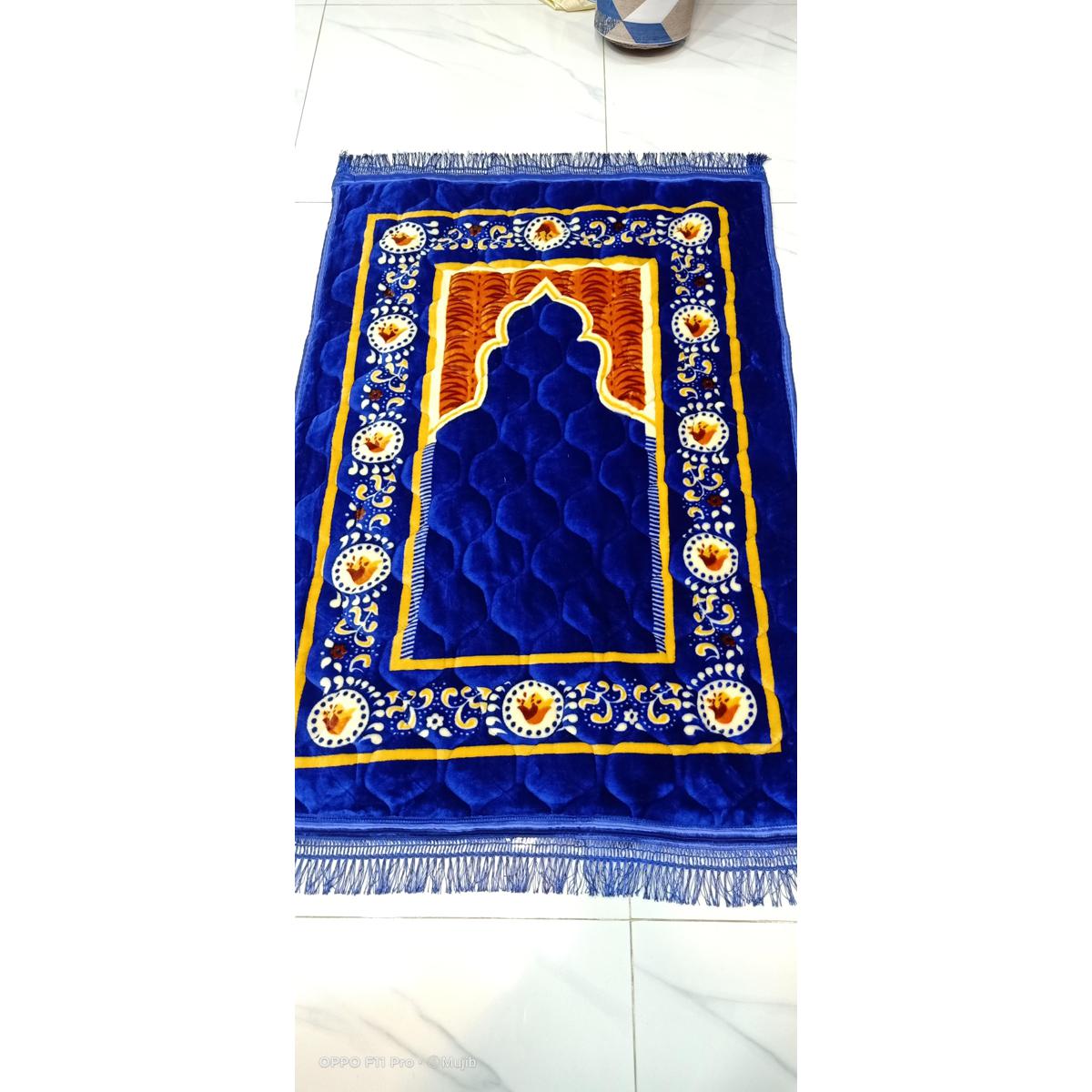 Picture of China Prayer Mat (Jaynamaz) - Extra Soft Velvet Mixed Bule color Form Golden Plus