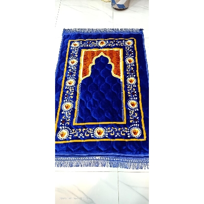 Picture of China Prayer Mat (Jaynamaz) - Extra Soft Velvet Mixed Bule color Form Golden Plus