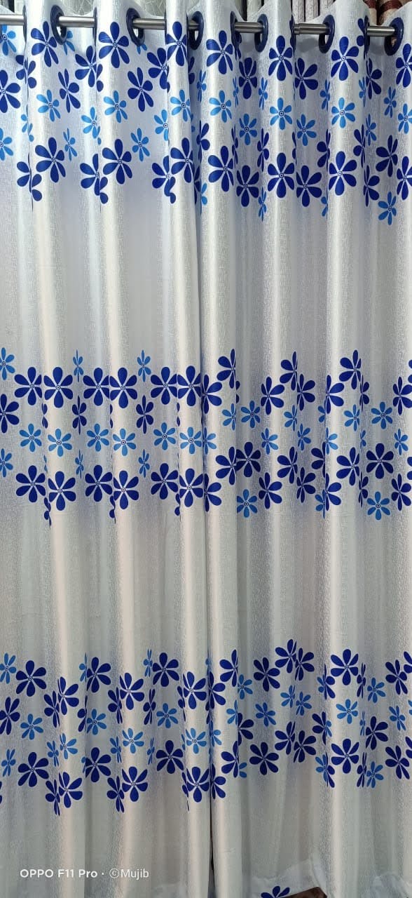 Picture of Synthetic Curtain Porda Colour: white Blue,white glod,  from  Suba International.