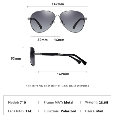 Picture of New Design Memory Metal Polarized UV Protected Pilot Sunglasses
