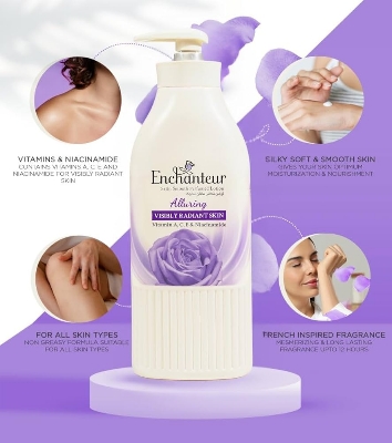 Picture of Enchanteur Alluring Satin White Perfumed Lotion with Vitamin A, C, E & Niacinamide 400ml Malaysia