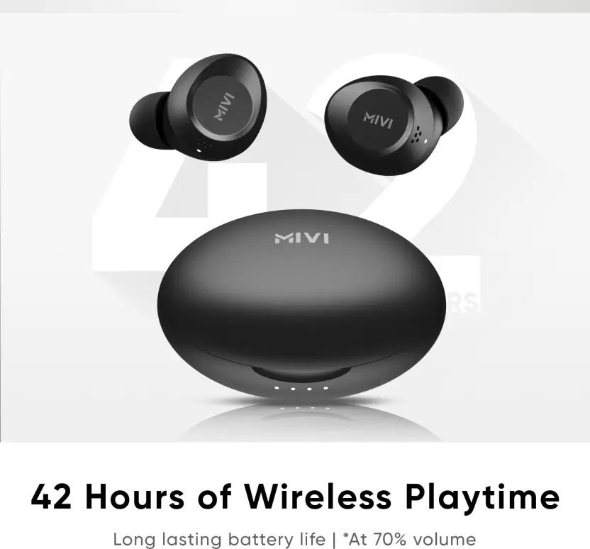 Picture of Mivi DuoPods M30 earbuds with 42 hours of playtime | Made in India | Deep Bass Bluetooth Headset (Black, True Wireless)