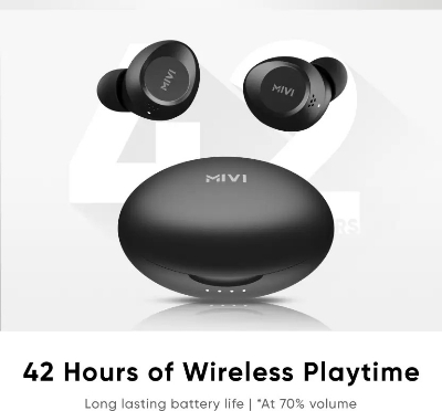 Picture of Mivi DuoPods M30 earbuds with 42 hours of playtime | Made in India | Deep Bass Bluetooth Headset (Black, True Wireless)