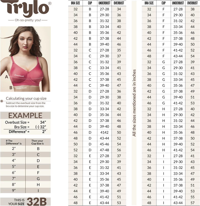 Picture of Trylo Bra Coral Colour Size 40 INDIAN