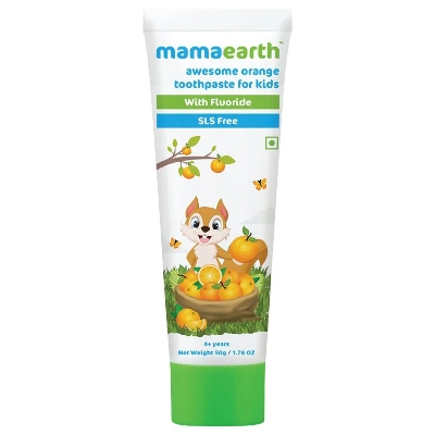Picture of Mamaearth Sulfate Free Awesome Orange Toothpaste For Kids With Fluoride 50g INDIAN