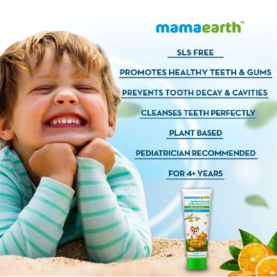 Picture of Mamaearth Sulfate Free Awesome Orange Toothpaste For Kids With Fluoride 50g INDIAN
