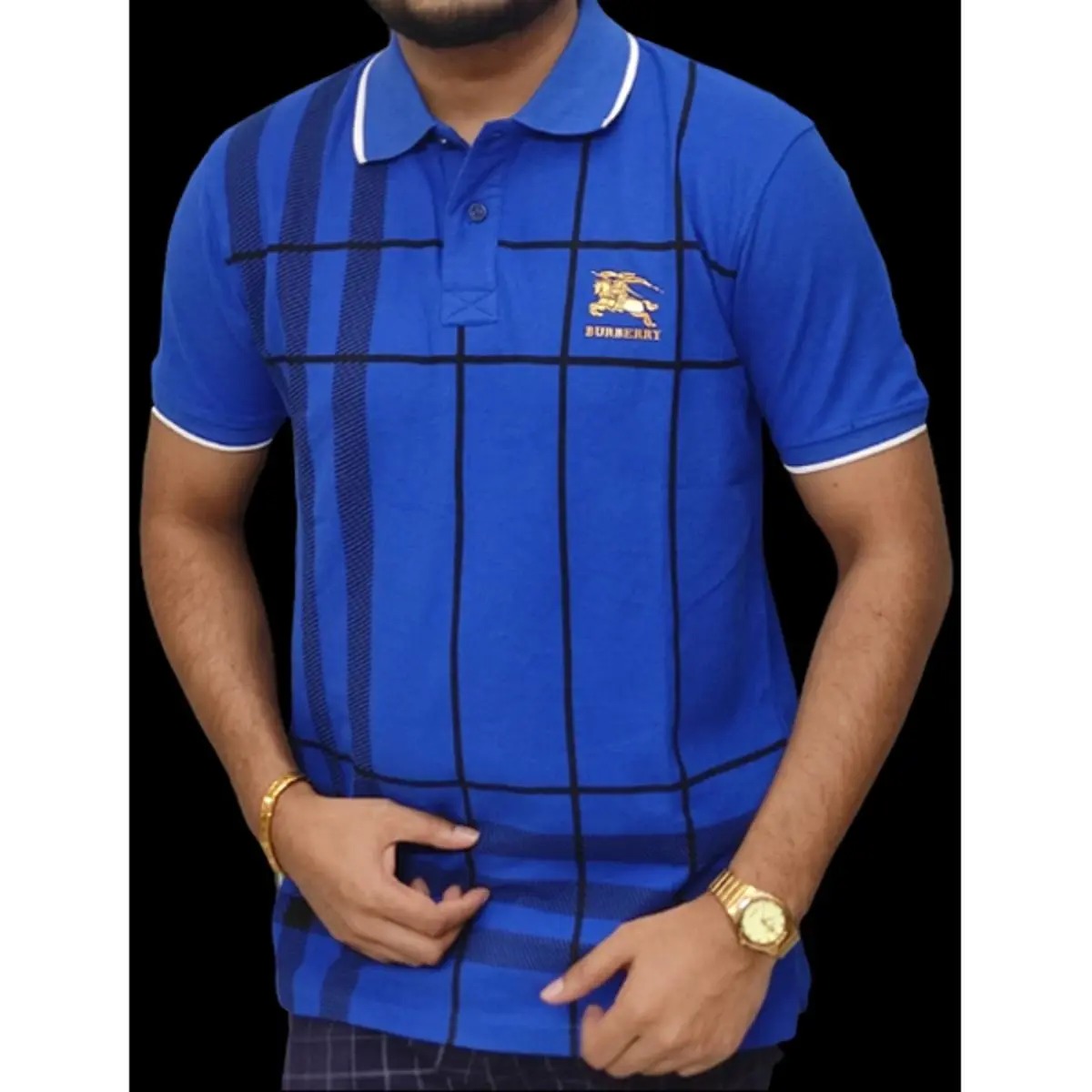 Picture of Men's Contrast  Polo Tshirt slim fit BURBERRY