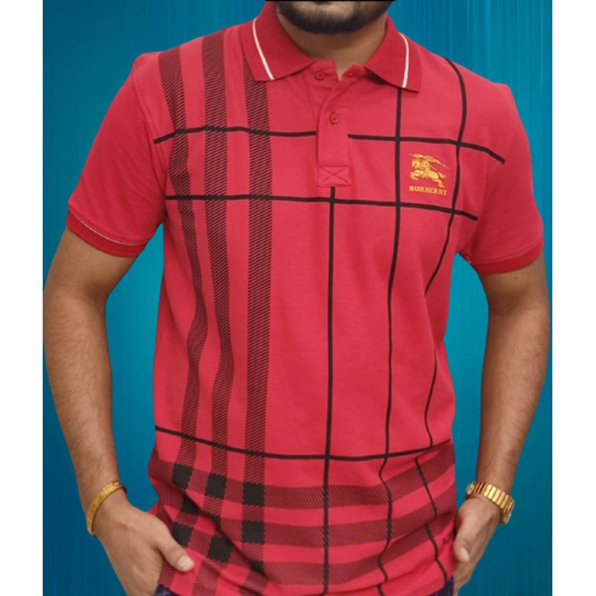 Picture of Men's Contrast  Polo Tshirt slim fit BURBERRY