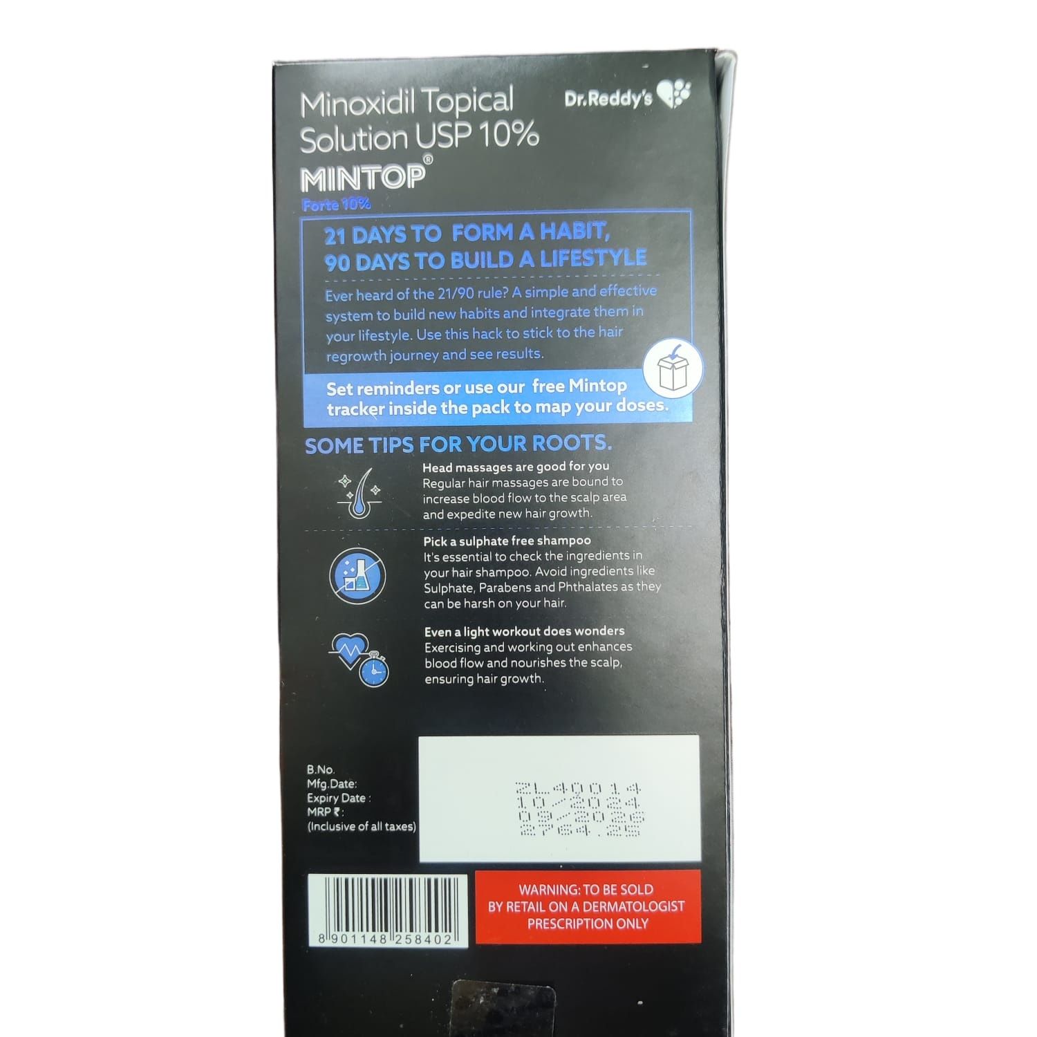 Picture of Dr Reddys Minoxidil Topical Solution USP 10% Mintop Hair Restore Formula 120ml INDIAN