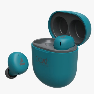 Picture of Boat airdopes 381 bluetooth truly wireless in ear, Earbuds with 20 hours playback Teal Blue INDIAN
