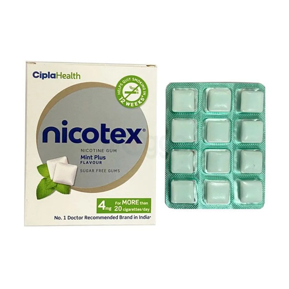 Picture of Nicotex Anti Nicotine Chewing gum Mint Plus Flavour 4mg 1Box 12pcs INDIAN