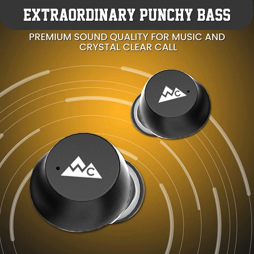 Picture of WeCool BT1 Wireless Earbuds with 16 Hours Playtime Bluetooth Headset Black INDIAN