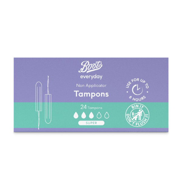 Picture of Boots Everyday Non Applicator Tampons Super 24pcs UK