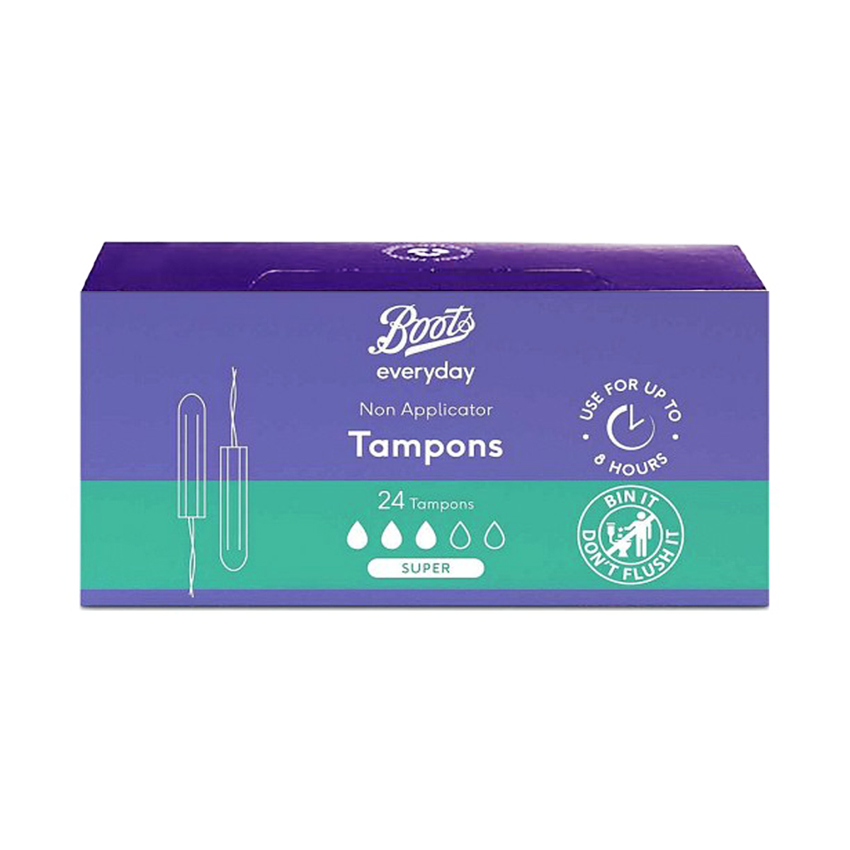 Picture of Boots Everyday Non Applicator Tampons Super 24pcs UK