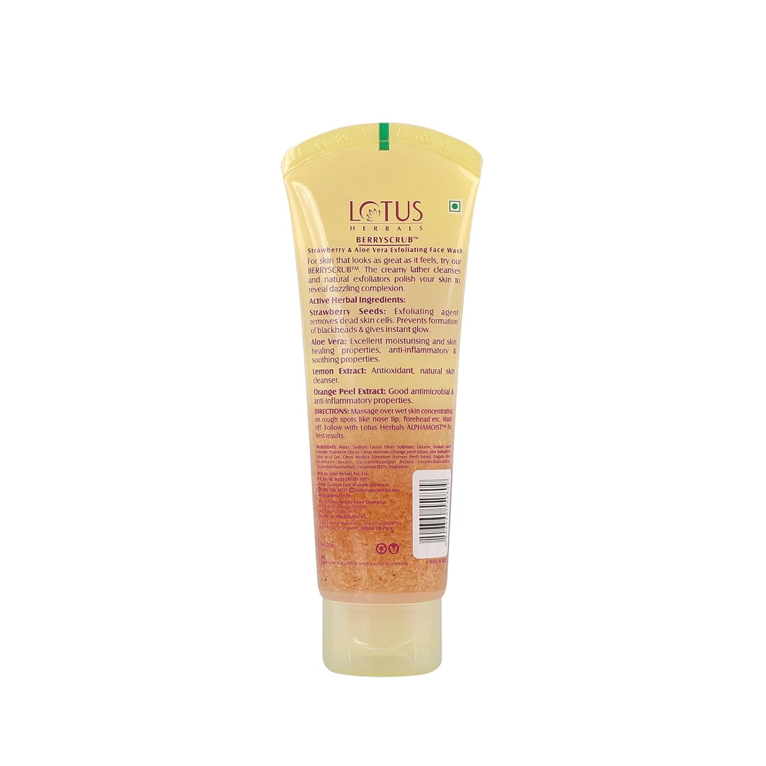 Picture of Lotus Herbals Berryscrub Strawberry & Aloe Vera Exfoliating Face Wash 120g INDIAN