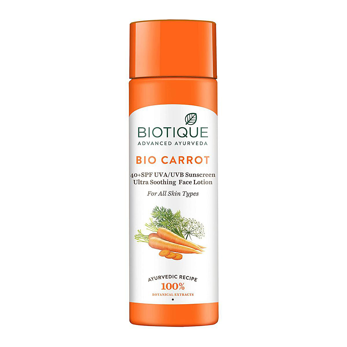 Picture of Biotique Bio Carrot Face & Body Sun Lotion Spf40 Uva/Uvb Sunscreen 120ml INDIAN