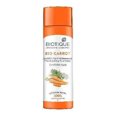 Picture of Biotique Bio Carrot Face & Body Sun Lotion Spf40 Uva/Uvb Sunscreen 120ml INDIAN