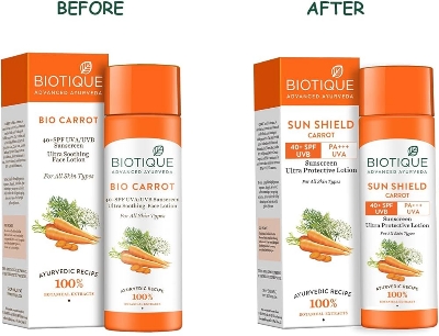 Picture of Biotique Bio Carrot Face & Body Sun Lotion Spf40 Uva/Uvb Sunscreen 120ml INDIAN