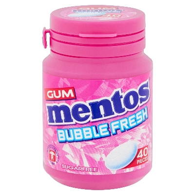 Picture of Mentos Gum White Sugar Free Bubble Fresh Bottle 40pcs UK