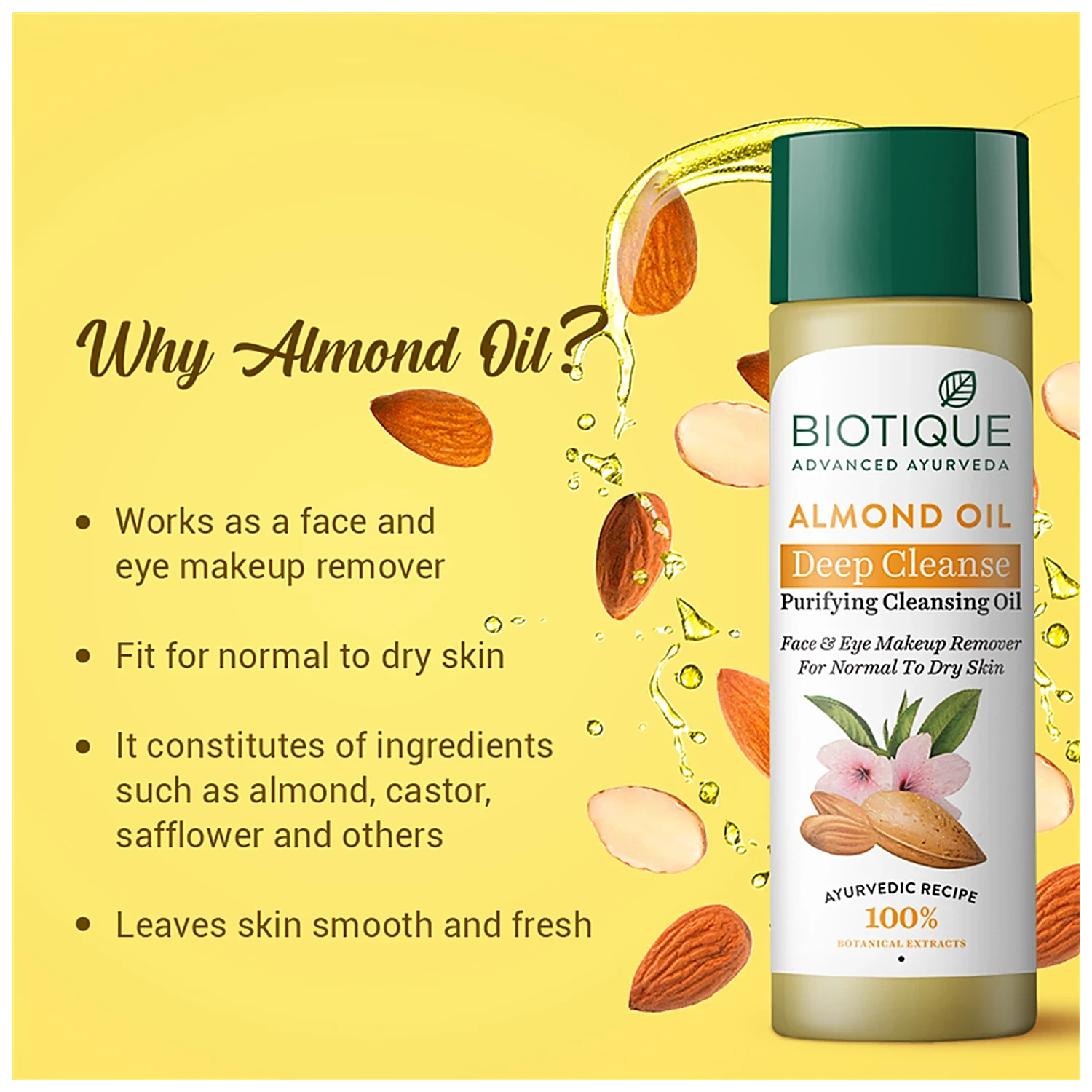 Picture of Biotique Bio Almond Oil Soothing Face and Eye Makeup Cleanser 120ml INDIAN