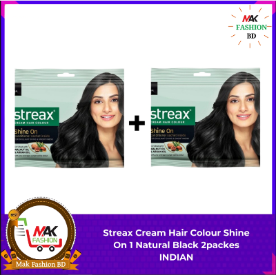 Picture of Streax Cream Hair Colour Shine On 1 Natural Black 2packes INDIAN