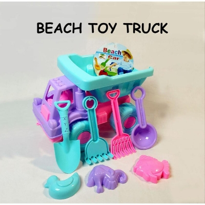 Picture of Kids Summer Beach Play Toy Truck - Sand Play Toy Set with Dump Truck , Shovels , Rake and sea animal mold