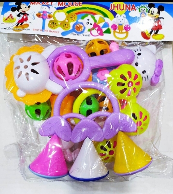 Picture of Lovely colourful Shaking Jhunjhuni Toy Set/ Micky Mouse Jhunjhuni Set for New Born Baby/ Baby Sound Toy Set