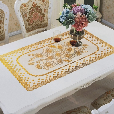 Picture of Plastic Tea Tablecloth Waterproof Oil-proof Tablecloth ( 3 x 2.5 feet ) Gold No Ratings