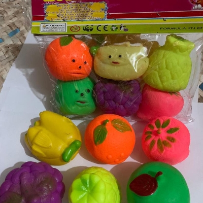 Picture of Baby Bath Water fruits Toy Sounds Tiny Mini Rubber fruits Small Children Swimming Beach