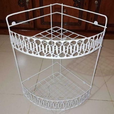 Picture of 2 Layer Kitchen utensils spice jar pots organizer Drying Rack White