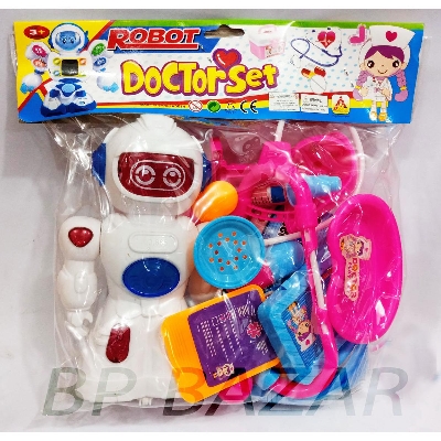 Picture of ROBOT Doctor Set for Kids Accessories: Stethoscope, otoscope, thermometer, mirror