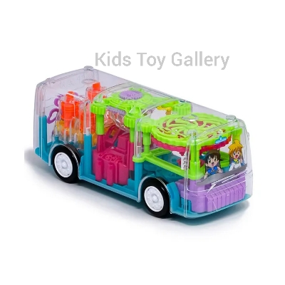 Picture of Transparent Shell Bus with Flashing Light Toy for Kids Concept Musical Bus Toy.