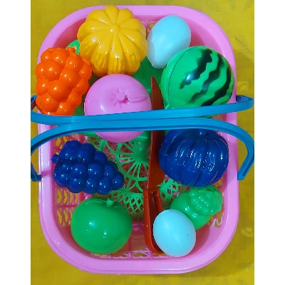Picture of Play Food Toy cutting Fruit & Food cutter Set With Basket 
