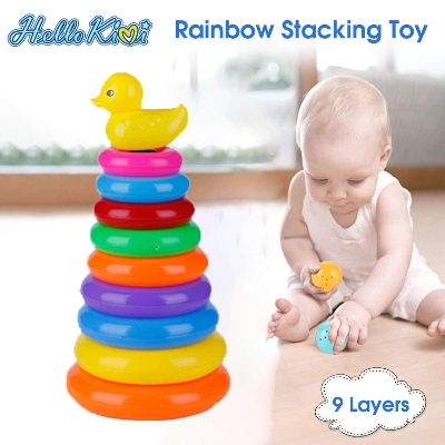 Picture of Rainbow Colour Pyramid Ring Puzzle Toy for early Learning Baby