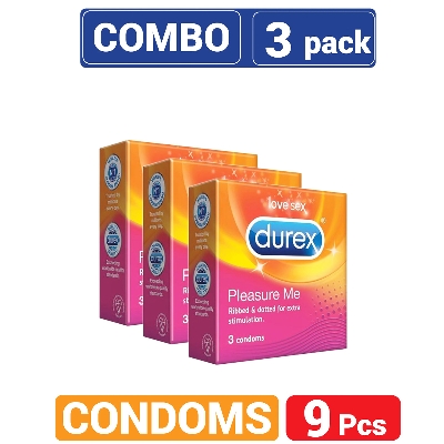 Picture of Durex - Pleasure Me Condom - Combo Pack - 3 Packs - 3x3=9pcs