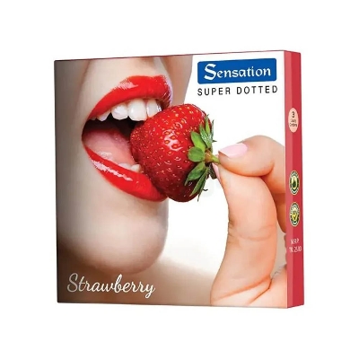 Picture of Sensation Super Dotted Strawberry Condoms Single Pack - 3x1=3 pcs Condoms