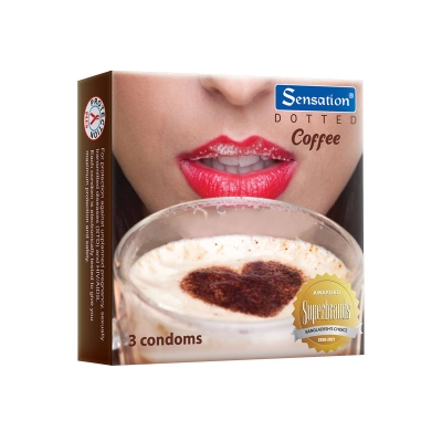 Picture of Sensation Dotted Coffee Condoms Single Pack - 3x1=3 pcs Condoms