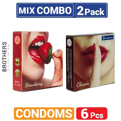 Picture of Sensation Mix - 1 Pack Super Dotted Strawberry & 1 Pack Dotted Classic Condom - Total 6 pcs Condom