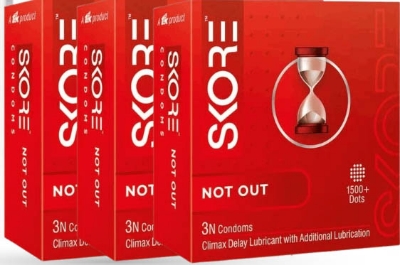Picture of SKORE - NOT-OUT Climax Delay With Raised Dots Condom - Combo Pack - 3 Packs - 3x3=9pcs