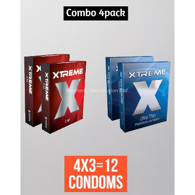 Picture of Xtreme Mix - 2 Pack Ultra Thin & 2 Pack 3in1 Premium Condom - Total 12 pcs Condom