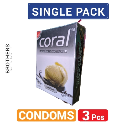 Picture of Coral Vanilla Flavors Lubricated Natural Latex Condoms - Single Pack - 3x1=3pcs Condom