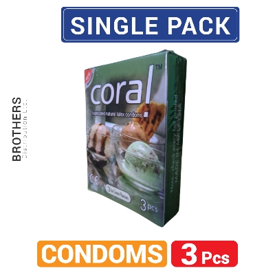 Picture of Coral 3 Ice Cream Flavors Lubricated Natural Latex Condoms - Single Pack - 3x1=3pcs Condom