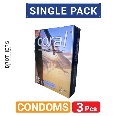 Picture of Coral Super Dotted Lubricated Natural Latex Condoms - Single Pack - 3x1=3pcs