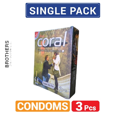 Picture of Coral Super Ultra Thin Lubricated Natural Latex Condoms - Single Pack - 3x1=3pcs