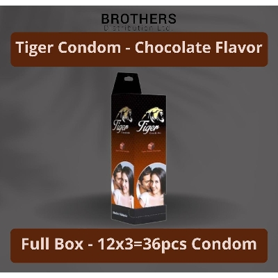 Picture of Tiger Condom - Dotted Condoms Chocolate Flavour - Full Box - 3x12=36pcs - Condom